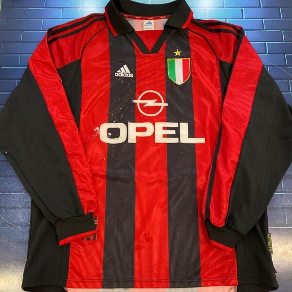 Camiseta mangas largas del milan 1999 2000 usada por 24 guly talle XL