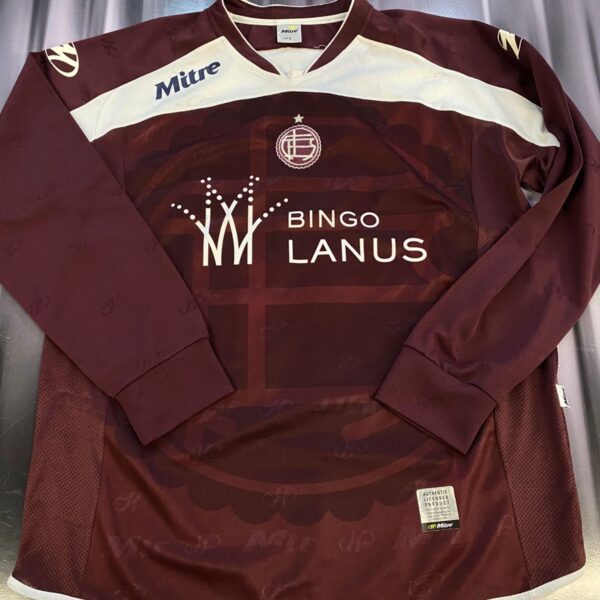 ⭐️MATCHWORN! Camiseta manga larga de lanus usada en partido mitre talle L 11 archubi