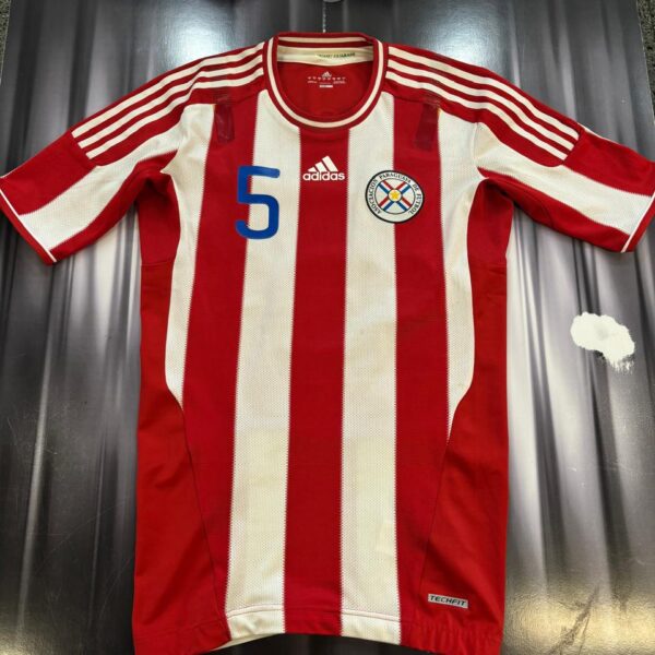 ⭐️MATCHWORN!  camiseta de la selección de paraguay techfit usada en partido talle 8  alcaraz !