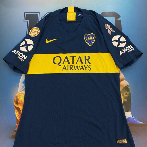 Camiseta de boca juni̇ors utileria etiqueta termo sellada usada por 3 mas talle L