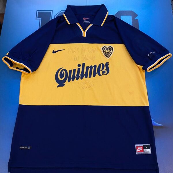Camiseta de boca juni̇ors 1998 usada por 9 palermo talle L