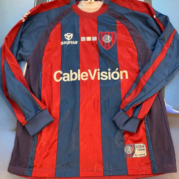 Camiseta manga larga de san lorenzo 2002 usada por morel Rodríguez talle L inmaculada !