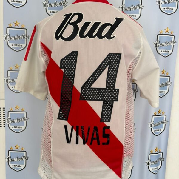 Camiseta titular de River Plate 2002 2003 doble tela de utileria - talle M número 14 Vivas (firmada)