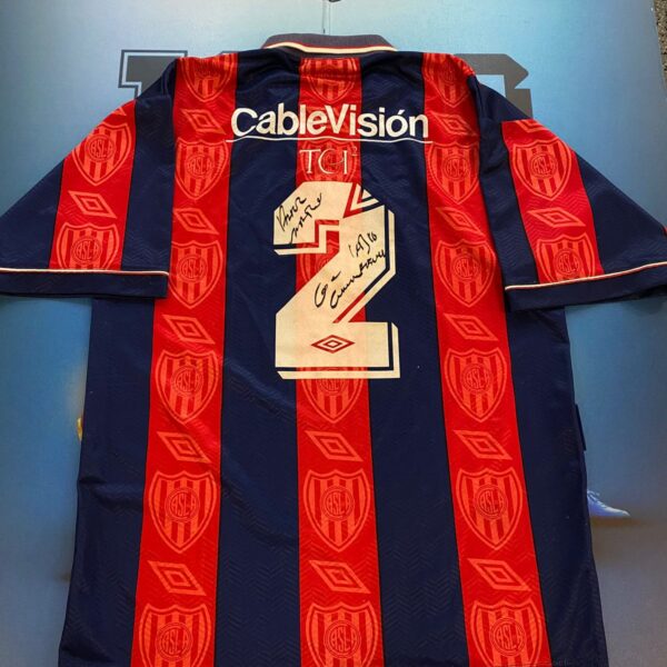 Camiseta de san lorenzo 1996 usada por 2 el indio Arevalo talle 4 (XL)
