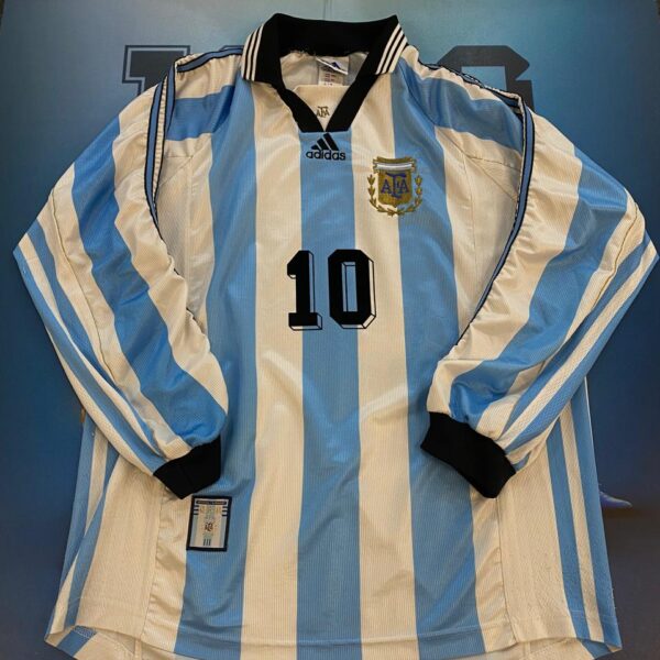 Camiseta de la selección Argentina 1998 10 Ortega talle XL