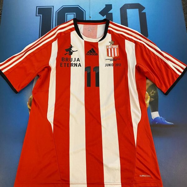 Camiseta de estudiantes dela Plata 2012 usada el 16 de junio del 2012 vs Olimpo de bahía blanca talle L 11 veron gracias bruja