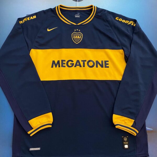 Camiseta mangas largas de Boca Juniors temporada 2006 2007 usada por 9 Martin Palermo talle XL