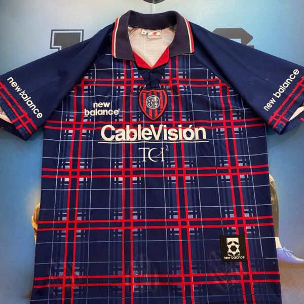 Camiseta de San Lorenzo copa Mercosur 1998 usada por el 3 Ruso Manusovich talle M