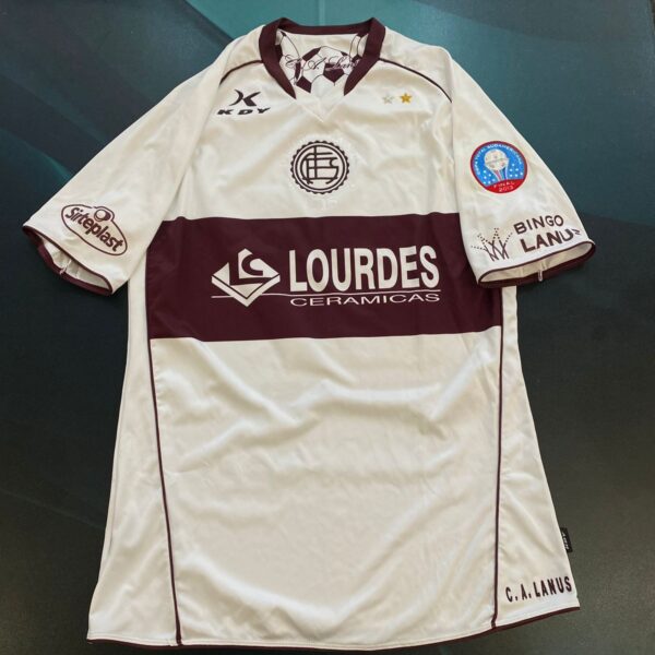 Camiseta de Lanus final copa total sudamericana 2013 usada por 27 Martinez talle L