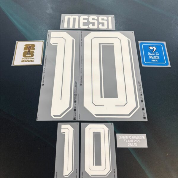 set completo de parches partido vs jordania messi mundial 2026 + 10 messi