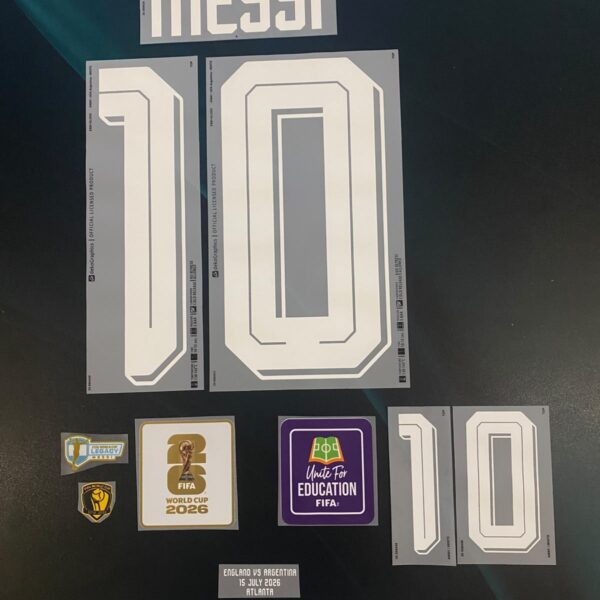 set completo de parches partido vs inglaterra messi mundial 2026 + 10 messi