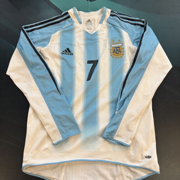 Camiseta magas largas de la selección Argentina  2004 7 Saviola talle M