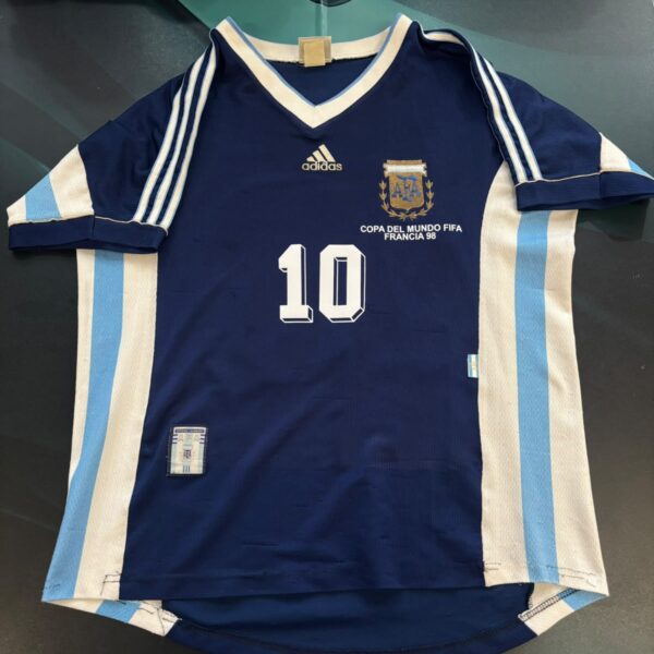 Camiseta alternativa de la selección Argentina 1998 10 Ortega talle L