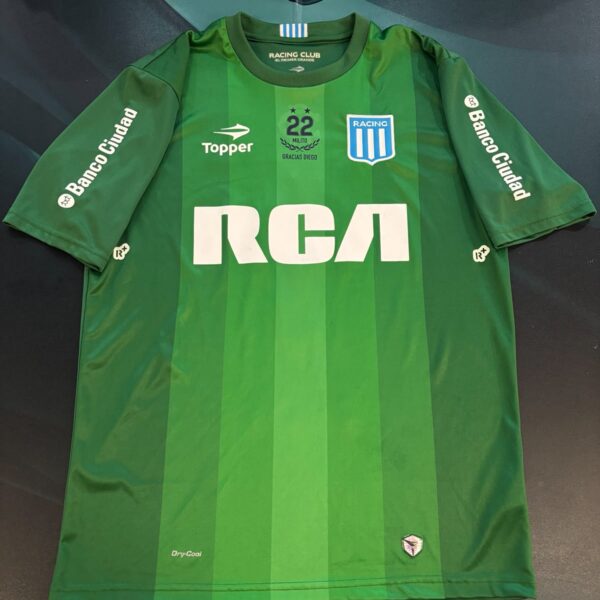 Camiseta de arquero de Racing Club 2016 despedida Milito 1 Saja talle XL