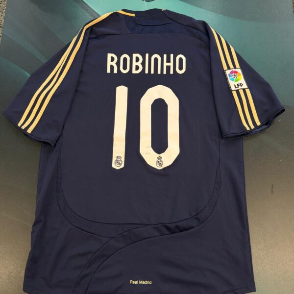 Camiseta alternativa del Real Madrid 2007 2008 10 Robinho talle XL