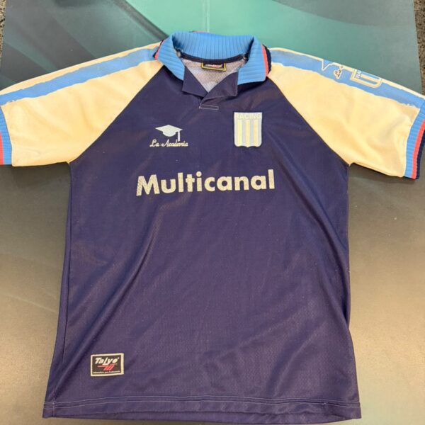 CAMISETA DE RACING TAIYO AZUL  USADA UN SOLO PARTIDO VS GIMNASIA DE JUJUY
