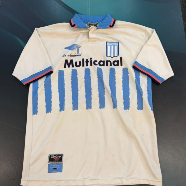CAMISETA DE RACING TAIYO DE LOS PRIMEROS PARTIDOS DEL AÑO ( TELA DIFERENTE ) USADA POR ANDRÉS GAITAN